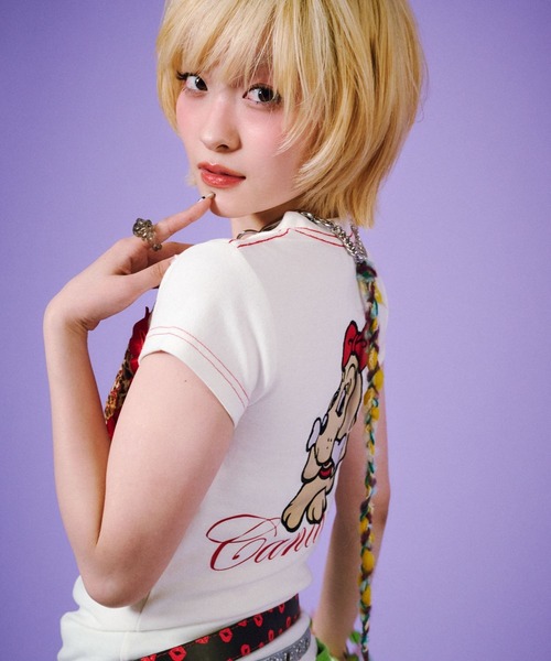 GALFY（ガルフィー） tシャツ らぶりぃチビTシャツ/ヒョウ柄 ハート