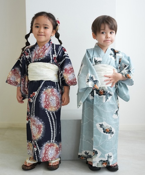 utatane 浴衣 浴衣ワンピース2点セット 男女兼用 ひよこ商店 キッズ