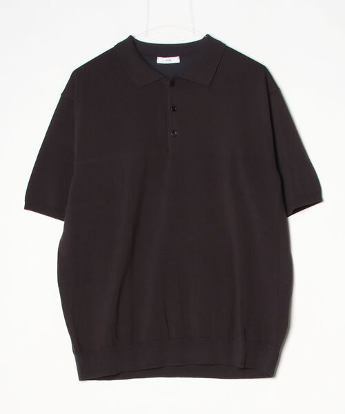 ATON ブラック 長袖ポロシャツ ATON（エイトン） uvカット ポロシャツ 半袖 「ATON」COTTON WASHI