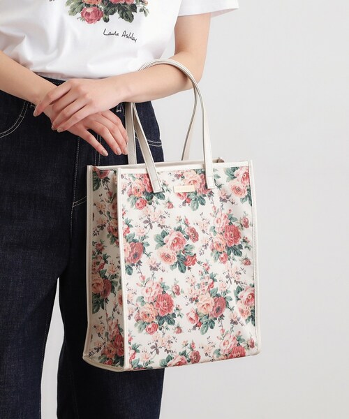 希少 Ashley Williams トートバッグ 花柄 レザー デザイナーズ LAURA ASHLEY（ローラアシュレイ） トートバッグ エレンボロー ローズ