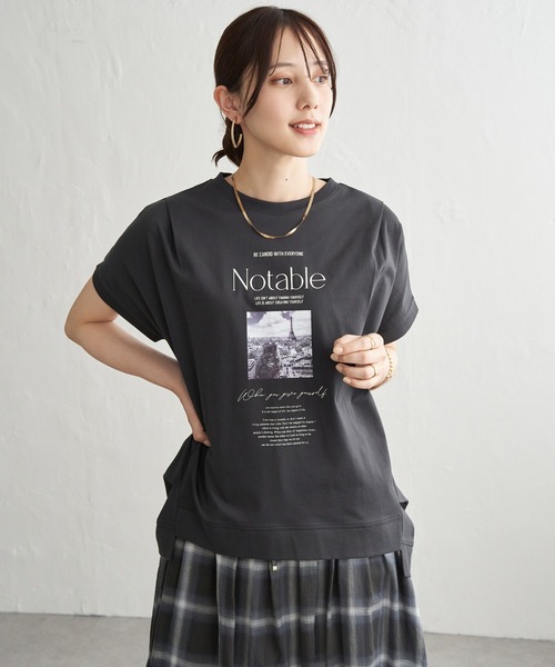 ikka（イッカ） tシャツ 半袖 冷感ロゴフォトチュニックTシャツ 