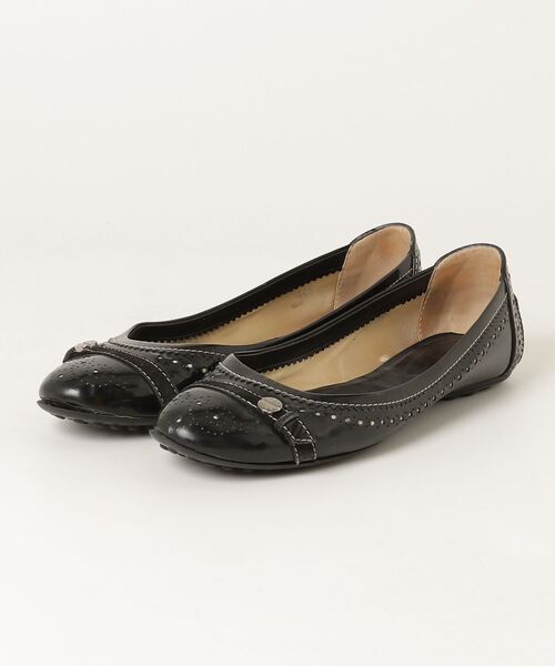 【未使用級】トッズ パンプス 35.5 ブラック フラットシューズ TOD'S（トッズ） フラットパンプス - ブラック レディース : ZOZOTOWN