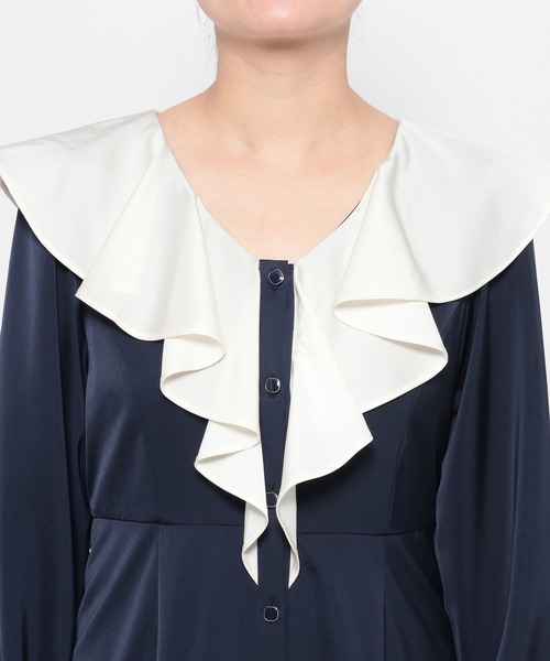 「mysty woman」 長袖ワンピース FREE ネイビー レディース_画像9