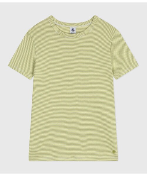 「PETIT BATEAU」 半袖Tシャツ SMALL ホワイト×グリーン レディース_画像9