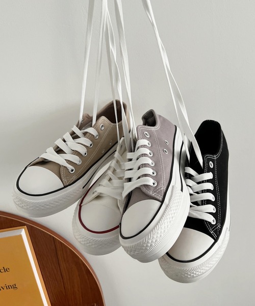 カジュアル【lululemon】カップソール レースアップスニーカー Shoes in Closet スニーカー 厚底 約3.0cm レースアップ