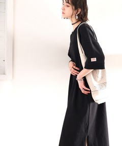 ワンピース 「JaVa ジャバコラボ」綿100％、ゆるっと楽ちん。サイドスリットロングワンピース レディース