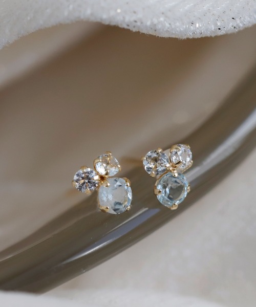 ピアス 天然石とジルコニアのピアス「K10」 レディース