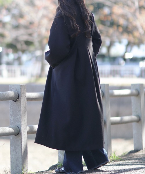 ステンカラーコート コート バックデザイン タック バルーンスリーブ