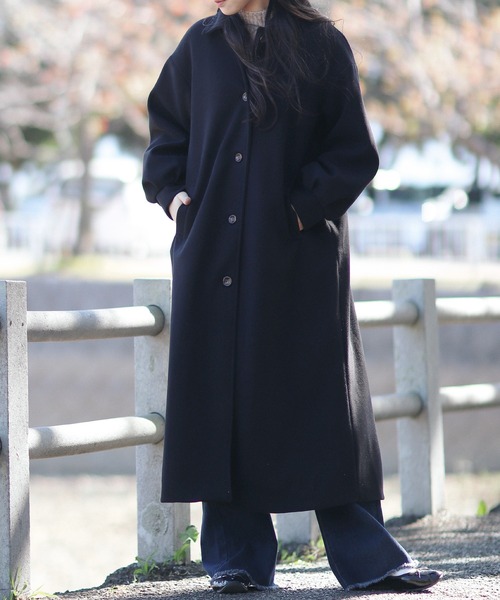 ステンカラーコート コート バックデザイン タック バルーンスリーブ