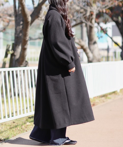 ステンカラーコート コート バックデザイン タック バルーンスリーブ