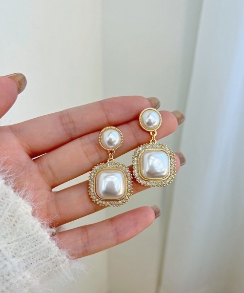 LACーVERT ピアス レトロスクエアパールピアス レディース : ZOZOTOWN 