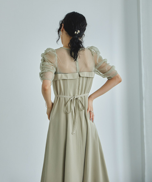 CHICWISH★パールメッシュドッキングパーティードレス☆ niana ドレス メッシュチュールドッキングロングドレス