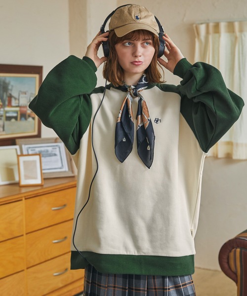 トレーナー スウェット ラグランワンポイント刺繍スウェットプル