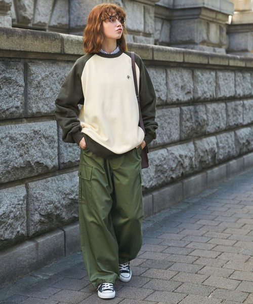 トレーナー レディース Tシャツ スウェット ラグラン プルオーバー トレーナー スウェット ラグランワンポイント刺繍スウェットプル