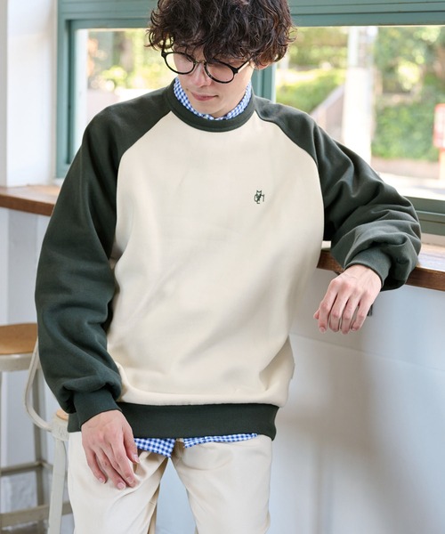 トレーナー スウェット ラグランワンポイント刺繍スウェットプル
