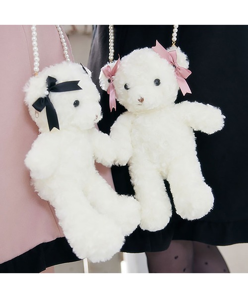 DearMyLove ショルダーバッグ バッグ ツインリボンくまポシェット 
