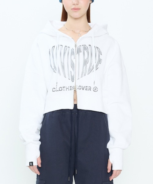 LUVISTRUE パーカー CH 2-WAY CROP HOOD ZIP UP レディース
