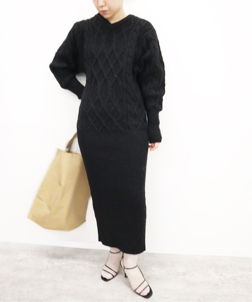 EDIT. FOR LULU」 ニットワンピース FREE ブラック レディース  