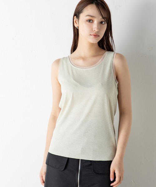 tシャツ 「前後2WAY」上品なシルバーラメが施されたチュール挟み込みシルバーラメタンクトップ レディース | MILLION CARATS