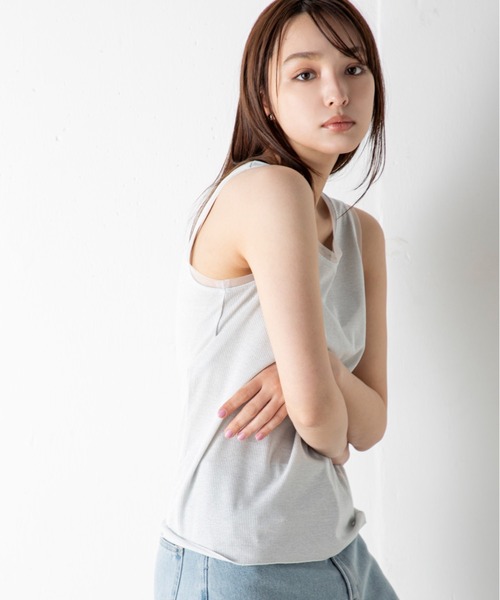 tシャツ 「前後2WAY」上品なシルバーラメが施されたチュール挟み込みシルバーラメタンクトップ レディース | MILLION CARATS | 03