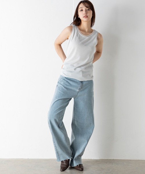 tシャツ 「前後2WAY」上品なシルバーラメが施されたチュール挟み込みシルバーラメタンクトップ レディース | MILLION CARATS | 04