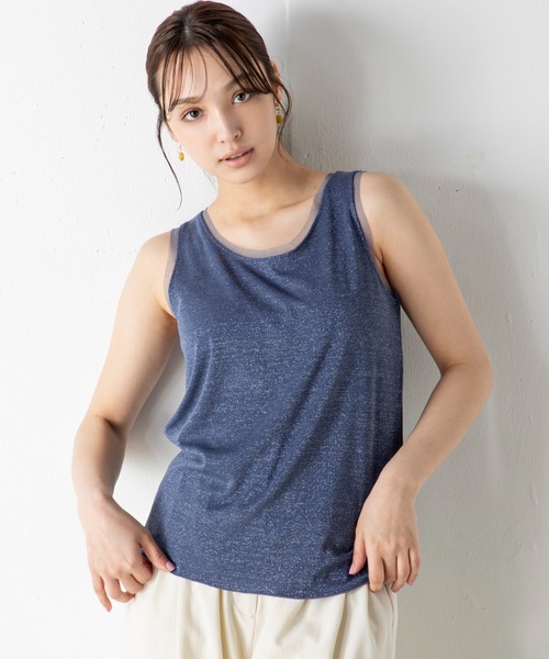 tシャツ 「前後2WAY」上品なシルバーラメが施されたチュール挟み込みシルバーラメタンクトップ レディース | MILLION CARATS | 20
