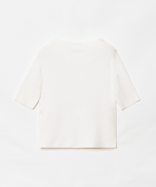 美品 allureville 5分袖 プルオーバーサマーニット アイボリー allureville ニット セーター オフネック5分袖プルオーバー