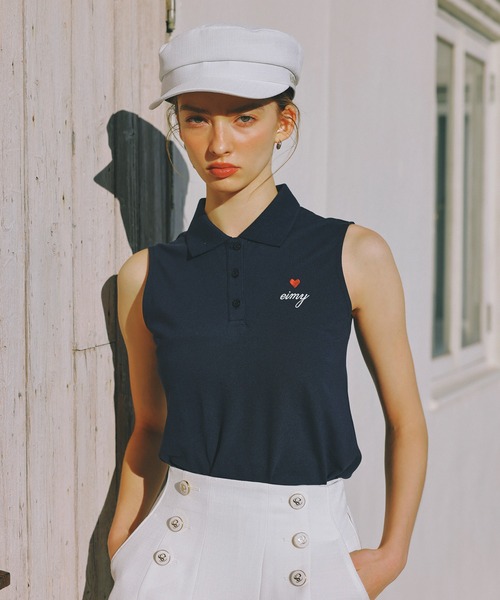EIMY GOLF tシャツ ハートロゴノースリーブポロ レディース