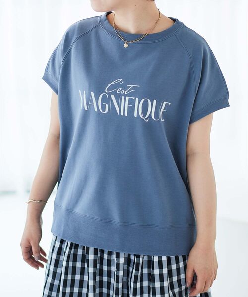 tシャツ ミニ裏毛ロゴフレンチプルオーバー レディース