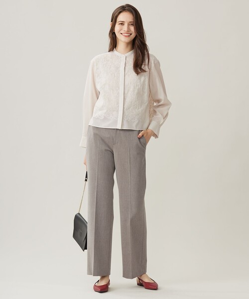 自由区（ジユウク） ブラウス シャツ シアーエンブロイダリー