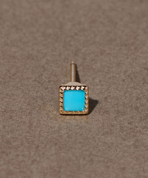 JUPITER ピアス 「片耳」K10スクエア天然石ピアス「動画あり