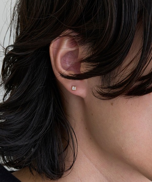 JUPITER ピアス 「片耳」K10スクエア天然石ピアス「動画あり