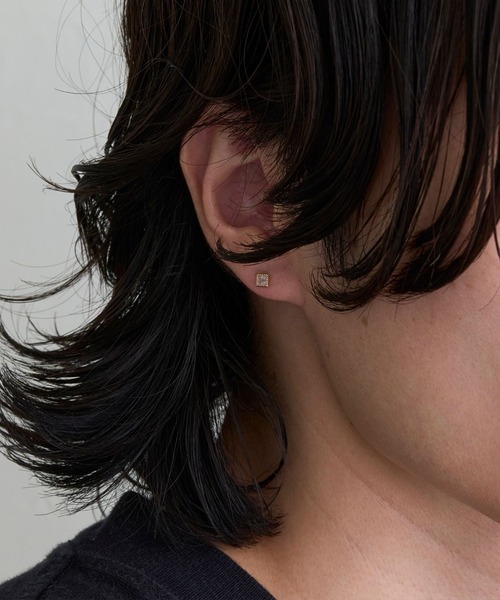 JUPITER ピアス 「片耳」K10スクエア天然石ピアス「動画あり