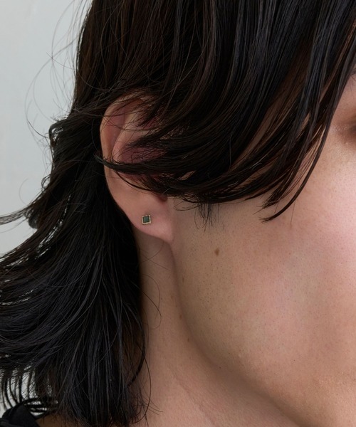 JUPITER ピアス 「片耳」K10スクエア天然石ピアス「動画あり