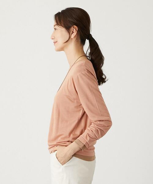 tシャツ 「透け過ぎないシアー天竺レイヤードロンT2枚セット」 レディース MELROSE claire tシャツ 「透け過ぎないシアー天竺レイヤード
