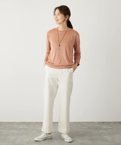 tシャツ 「透け過ぎないシアー天竺レイヤードロンT2枚セット」 レディース MELROSE claire tシャツ 「透け過ぎないシアー天竺レイヤード