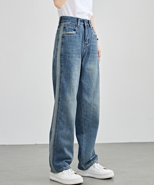 25新作 グッチ ストレートフィット デニム パンツ レディース 小さいサイズ 綿混ストレッチストレートデニム 低身長さん・小柄