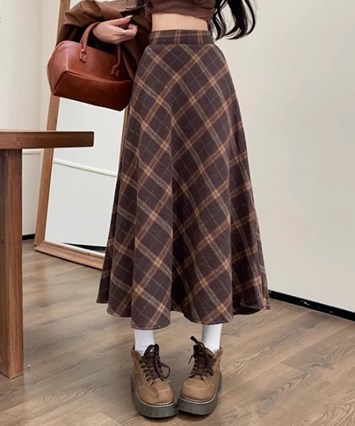 GEMEDA スカート チェック柄フレアスカート : ZOZOTOWN Yahoo!店