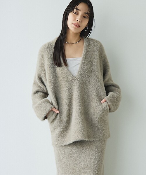 RONEL ニット セーター 「VERY1月号掲載」シャギーVネックプルオーバー