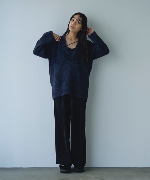 RONEL ニット セーター 「VERY1月号掲載」シャギーVネックプルオーバー