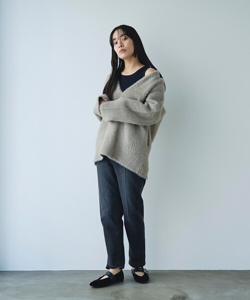 RONEL ニット セーター 「VERY1月号掲載」シャギーVネックプルオーバー