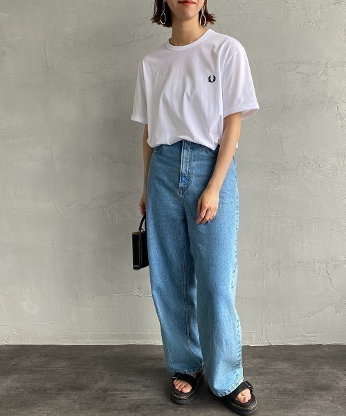 tシャツ 「FRED PERRY/フレッドペリー」 ワンポイントロゴ刺繍 ショートスリーブリンガーTシャツ M3519 レディース メンズ FRED PERRY/フレッドペリー] ワンポイントロゴ刺繍 ショート