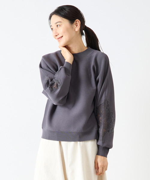 ニット セーター 「LOURMARIN」オーガンジー刺繍ニットプルオーバー レディース