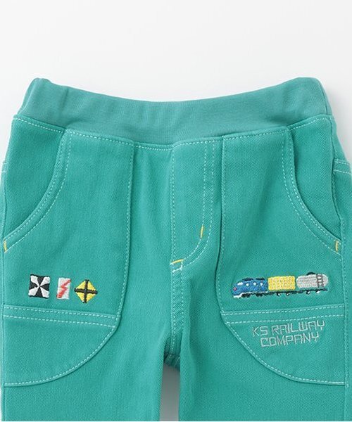 kladskap（クレードスコープ） パンツ 電車刺しゅうロング丈ストレート