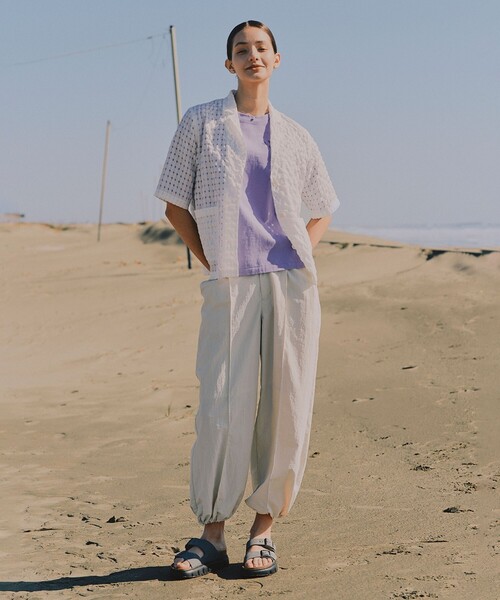 B：MING by BEAMS パンツ 撥水 パラシュート パンツ（S〜M