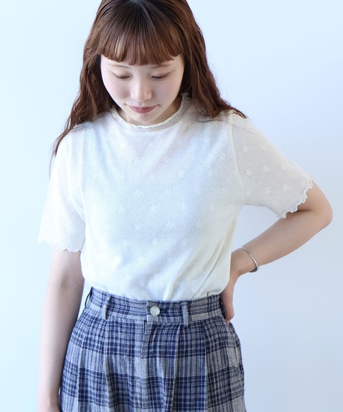 bulle de savon（ビュルデサボン） tシャツ hana×mesh ジャガード