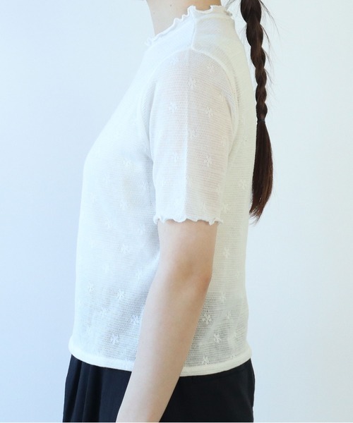 bulle de savon（ビュルデサボン） tシャツ hana×mesh ジャガード