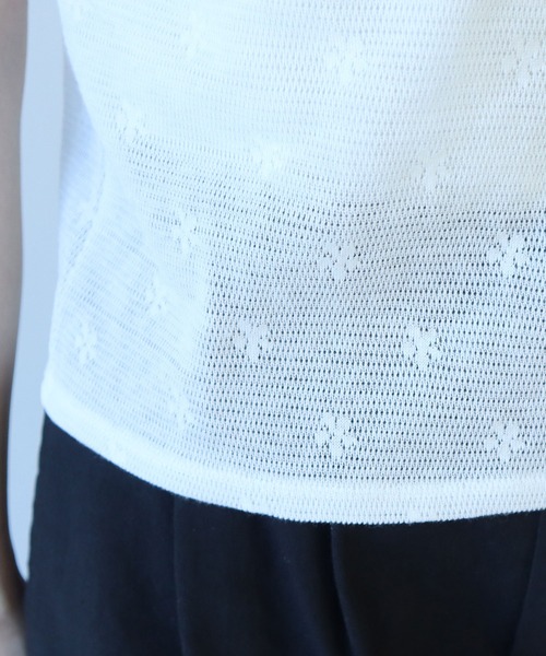 tシャツ hana×mesh ジャガード 半袖プルオーバー レディース △hana×mesh ジャガード 半袖プルオーバー（Tシャツ/カットソー