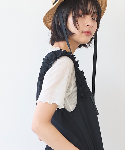 tシャツ hana×mesh ジャガード ハイネック半袖プルオーバー レディース bulle de savon tシャツ hana×mesh ジャガード ハイネック半袖