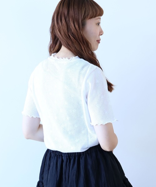 bulle de savon（ビュルデサボン） tシャツ hana×mesh ジャガード
